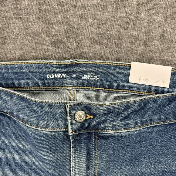 Old Navy Womens Mid-Rise Skinny‎ Jeans Size 26 Light Blue Faded Plus size New - Picture 9 of 9